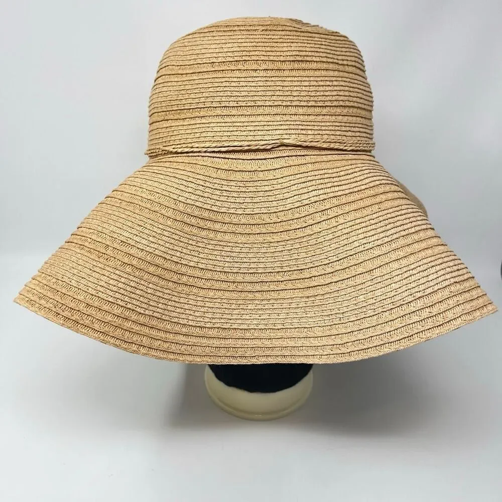 Forever 21 Wide Brim Paper Raffia Tan Outdoor Beach Sun Hat One Size OSFM
